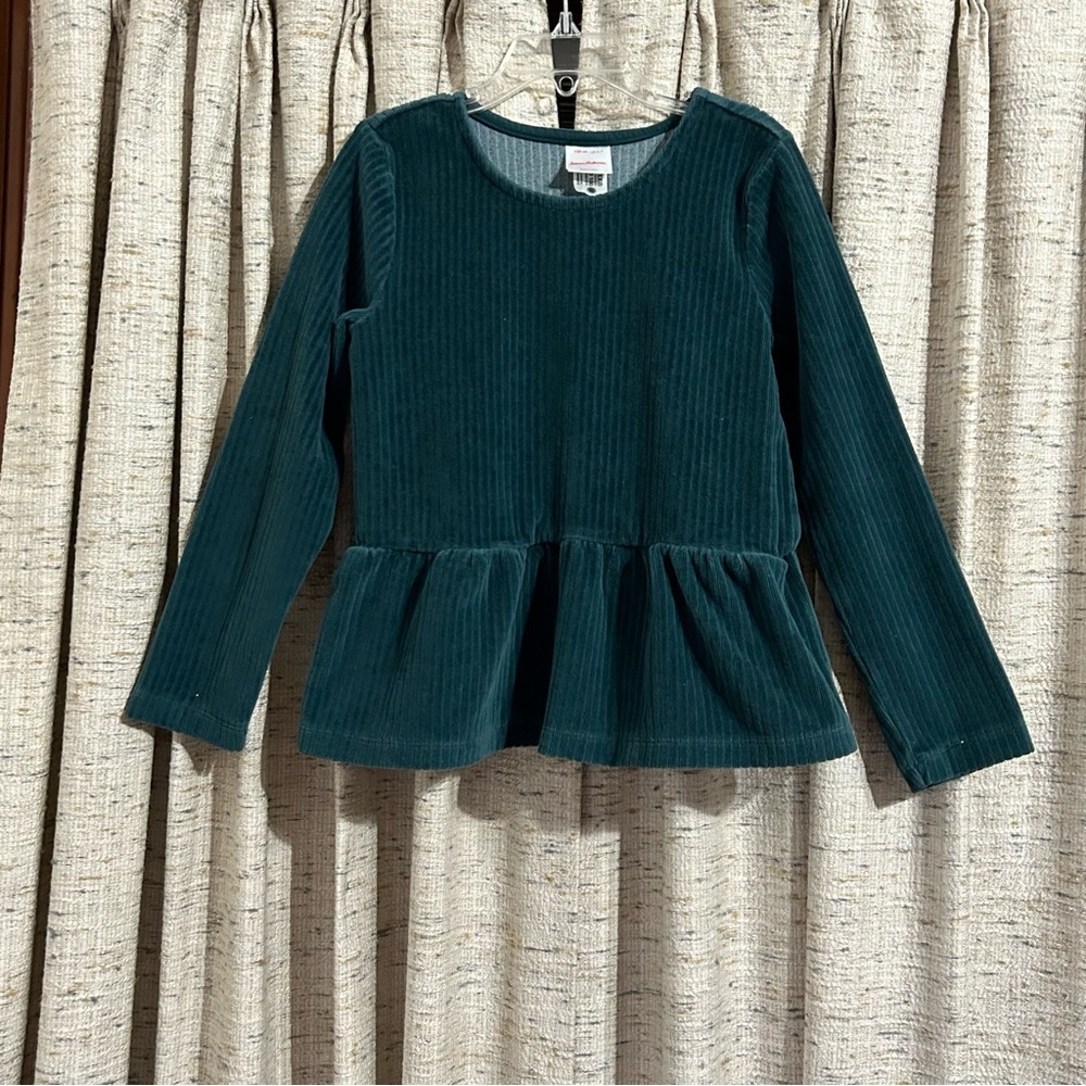 Hanna Andersson Ribbed Velour Peplum Top